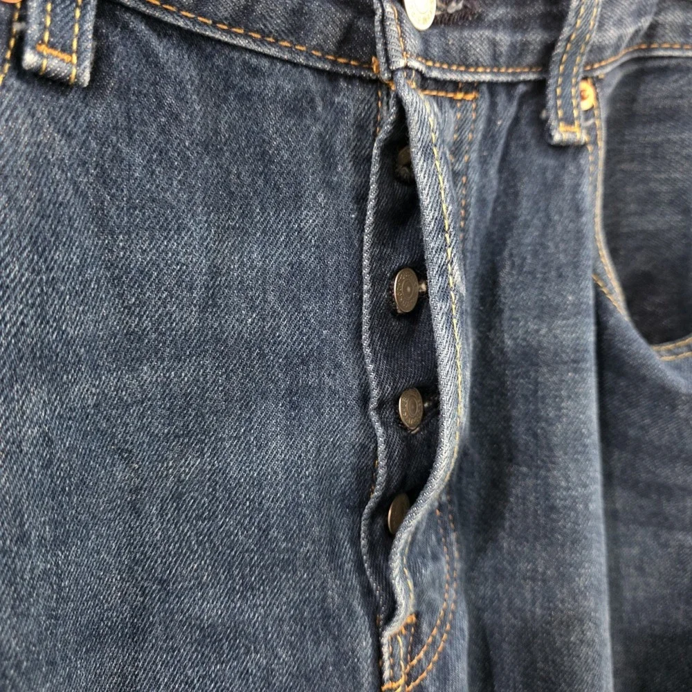 Levis Mens 501 Size 34 X 30‎ Dark Wash Button Fly Jeans Straight Leg